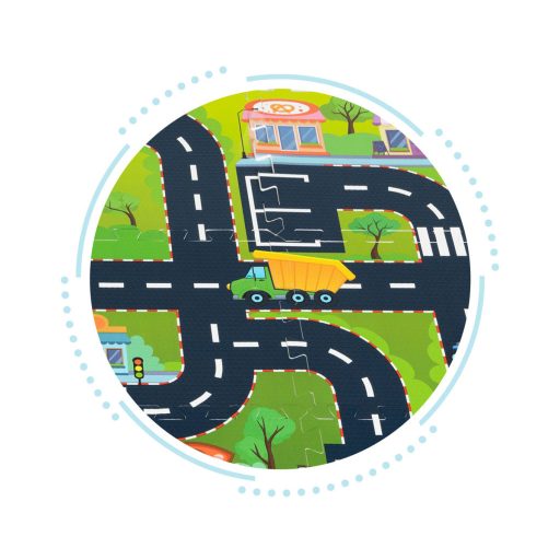 Habszivacs puzzle szőnyeg városi utcák