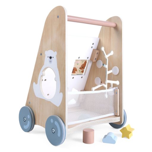 Fa oktató toló járókeret mozgatható elemekkel