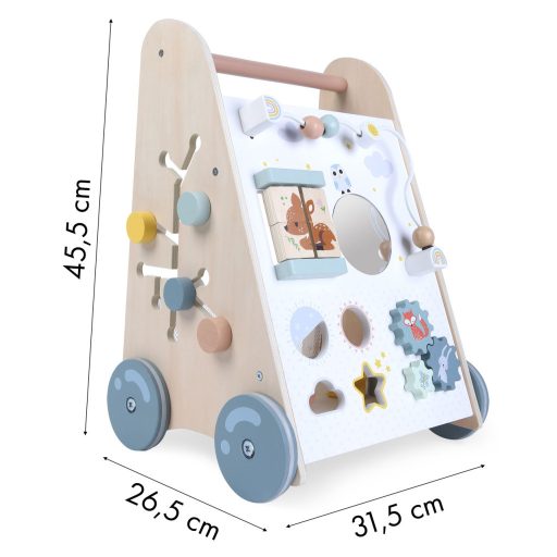 Fa oktató toló járókeret mozgatható elemekkel