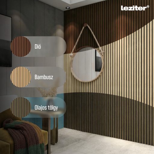 Akusztikus falpanel olajos tölgy hatású 260x60x1,8 cm