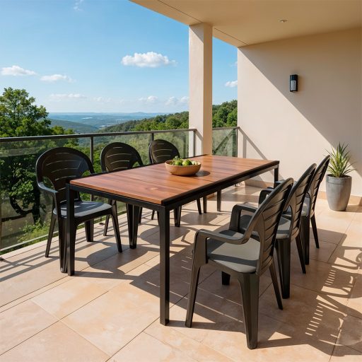 Lagos Large 6+1 kerti bútor garnitúra szett dió-grafit