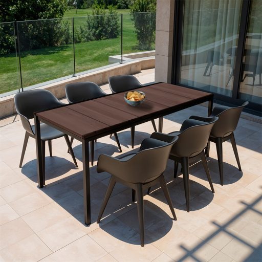 Flora Large 6+1 kerti bútor garnitúra szett dió-grafit