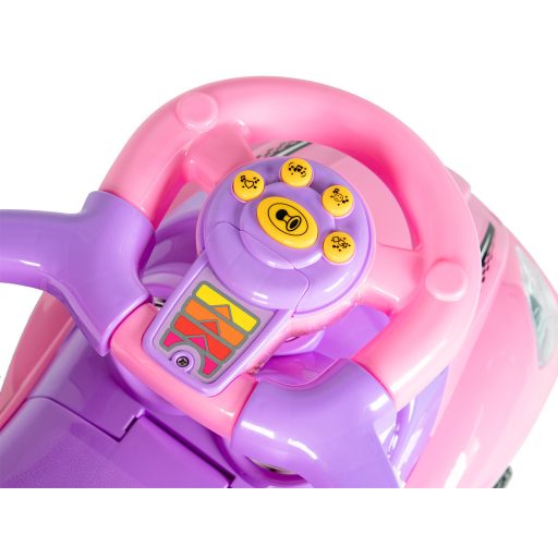 Ride-on autó tolóautó 3 az 1-ben deluxe fogantyúval és zenélő panellel rózsaszín