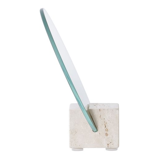 Asztali tükör, travertin, natúr ø18x18 cm