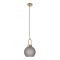 Luton függőlámpa, matt füstös üveg, rézszínű foglalat, gömb alakú, 20 cm, 150 cm-es szövetkábel