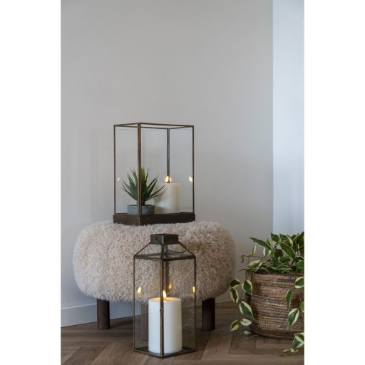 Mysore dekorációs lámpás, fém/üveg, antik réz színű