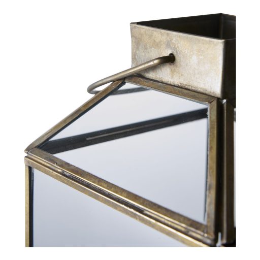 Mysore dekorációs lámpás, fém/üveg, antik réz színű