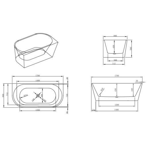 Still szabadon álló fürdőkád fekete