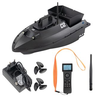 Etetőhajó C12 GPS hátrakidobós fekete