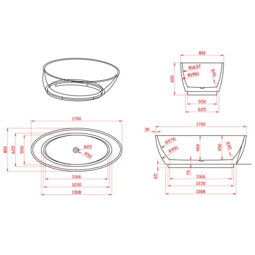 Troy szabadon álló fürdőkád
