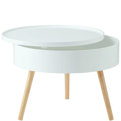 Kerek dohányzóasztal tárolóval 60 cm