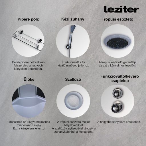 Lia 80x120 cm hidromasszázs zuhanykabin jobbos