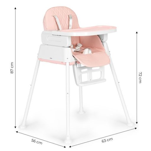 Összecsukható gyerek etetőszék 3 in 1 rózsaszín