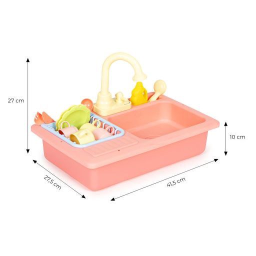 Vízzel töltött csaptelepes konyhai mosogató 12 kiegészítő gyerekjáték