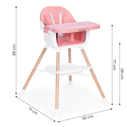 Gyerek etetőszék 2 az 1-ben rózsaszín