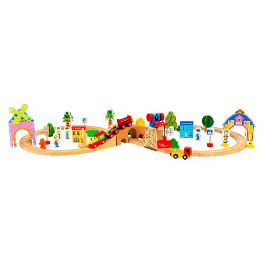 Fából készült vonatkészlet 74 db