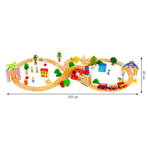 Fából készült vonatkészlet 74 db