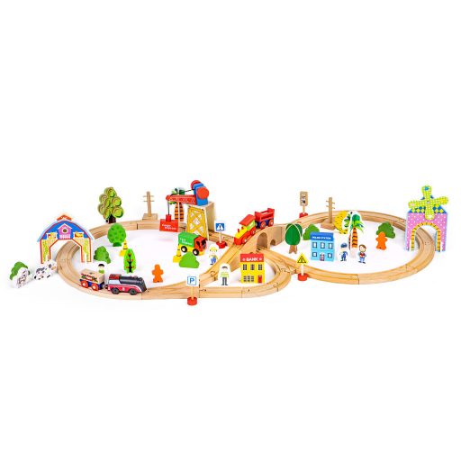 Fából készült vonatkészlet 74 db