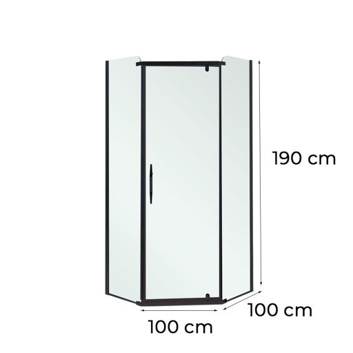 Celtic 100x100 cm ötszögletű zuhanykabin tálca nélkül fekete