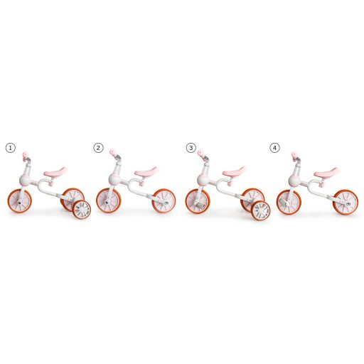 Futóbicikli 4 az 1-ben levehető pedálokkal és oldalsó kerekekkel rózsaszín