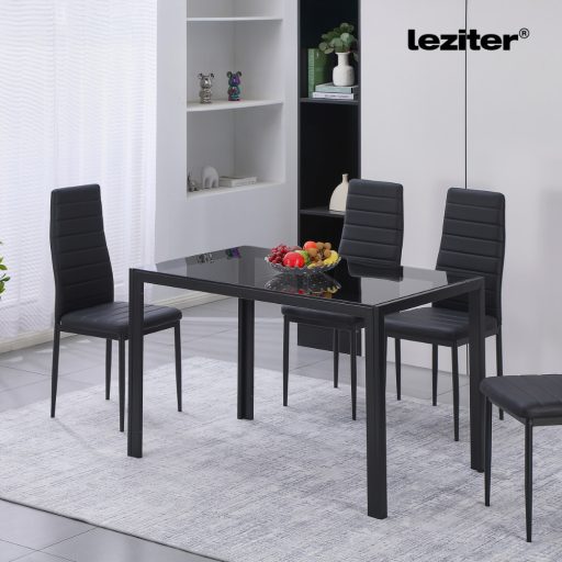 Clara 120 cm szögletes üveg étkezőasztal fekete