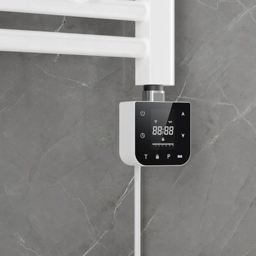 Wifi-s fűtőpatron törölközőszárító radiátorhoz digitális hőfokszabályozóval 400W fehér