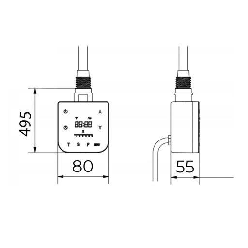 Wifi-s fűtőpatron törölközőszárító radiátorhoz digitális hőfokszabályozóval 400W fehér