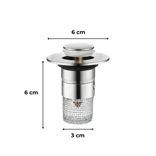 Lefolyódugó szűrővel rozsdamentes acél 60 mm