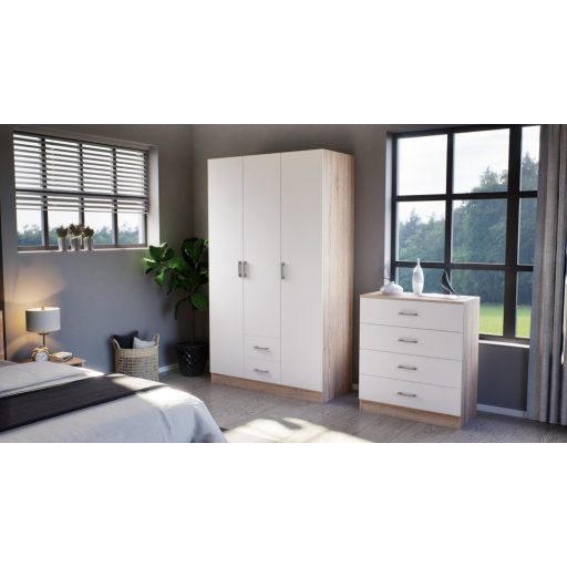 Miami gardróbszekrény 120x205 cm fehér-sonoma tölgy