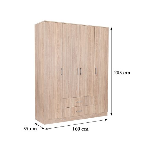 Miami gardróbszekrény 160x205 cm sonoma tölgy-sonoma tölgy