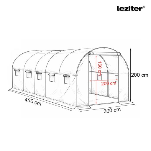 Fóliasátor 200x300x450 cm erősített vázzal+fólia
