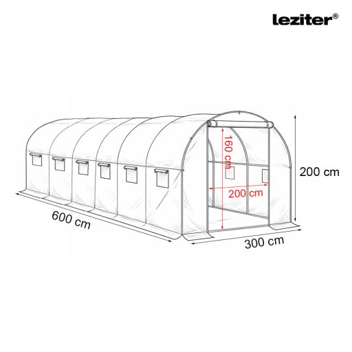 Fóliasátor 200x300x600 cm váz+fólia