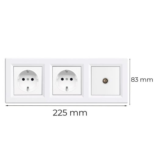 Nova III kettő dugalj TV csatlakozóval fehér kerettel