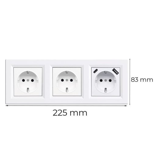 Nova III kettő dugalj USB csatlakozóval fehér kerettel