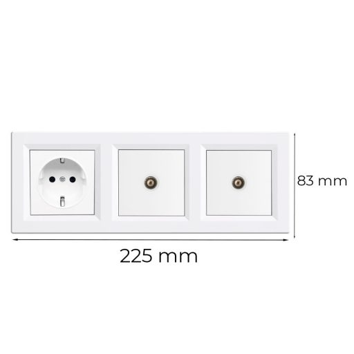 Nova III földelt csatlakozóaljzat dugalj kettő TV csatlakozóval fehér kerettel