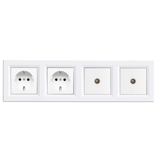 Nova IV kettő dugalj kettő TV csatlakozóval fehér kerettel