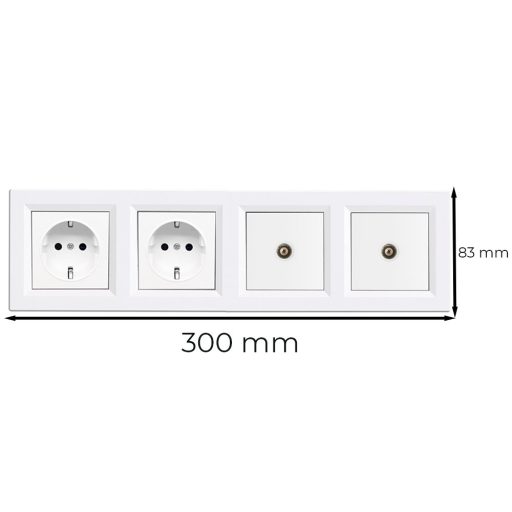 Nova IV kettő dugalj kettő TV csatlakozóval fehér kerettel