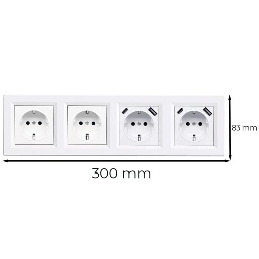 Nova IV kettő dugalj kettő USB csatlakozóval fehér kerettel