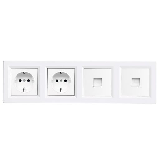 Nova IV kettő dugalj kettő UTP csatlakozóval fehér kerettel