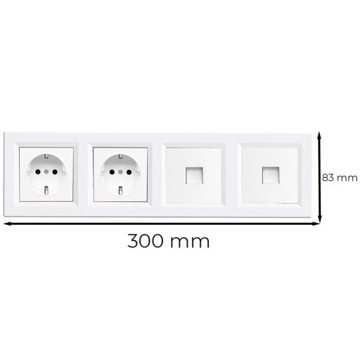 Nova IV kettő dugalj kettő UTP csatlakozóval fehér kerettel