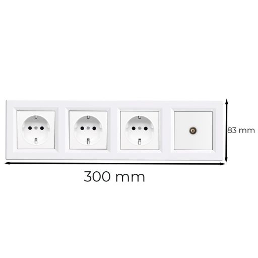 Nova IV három dugalj TV csatlakozóval fehér kerettel