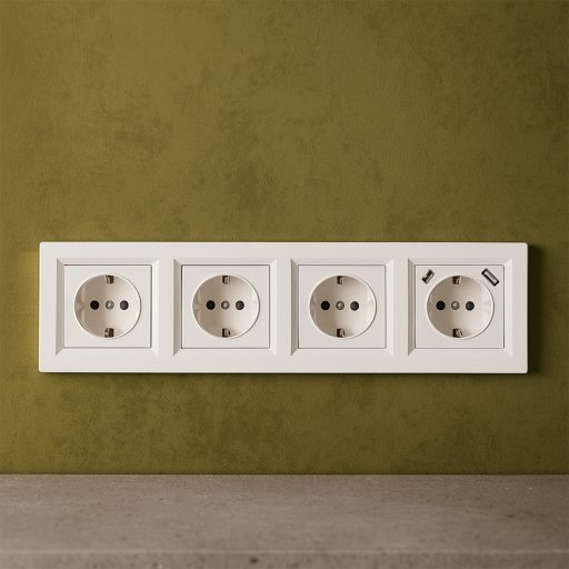 Nova IV három földelt csatlakozóaljzat dugalj USB csatlakozóval fehér kerettel