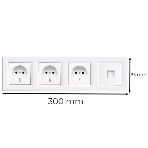 Nova IV három dugalj UTP csatlakozóval fehér kerettel
