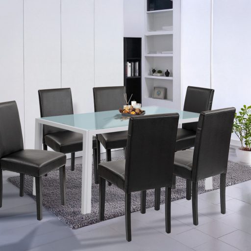 Mira 6+1 étkező garnitúra fehér-fekete