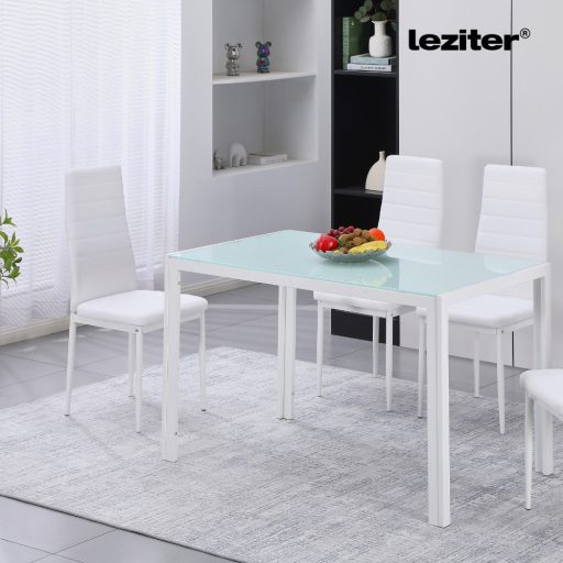 Ezra 140 cm szögletes üveg étkezőasztal