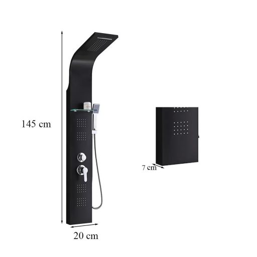 Alegro Black hidromasszázs zuhanypanel, rozsdamentes acél