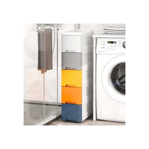 Guruló fiókos játéktároló szekrény 5 részes, élénk 18x32x83 cm