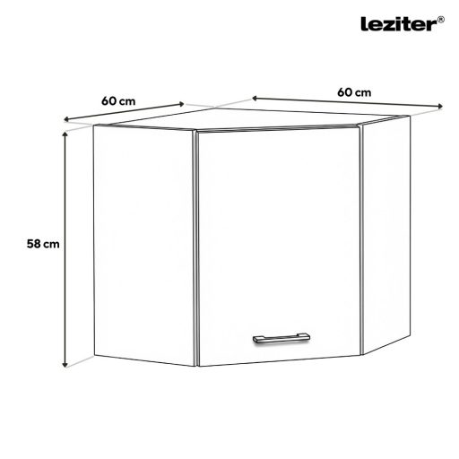 Praktik 60 felső sarok szekrény 1 ajtós, fehér-fehér