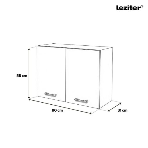 Praktik 80 felső szekrény 2 ajtós, fehér-fehér