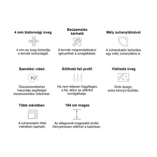Spirit Deep 90x90 cm íves zuhanykabin zuhanytálcával